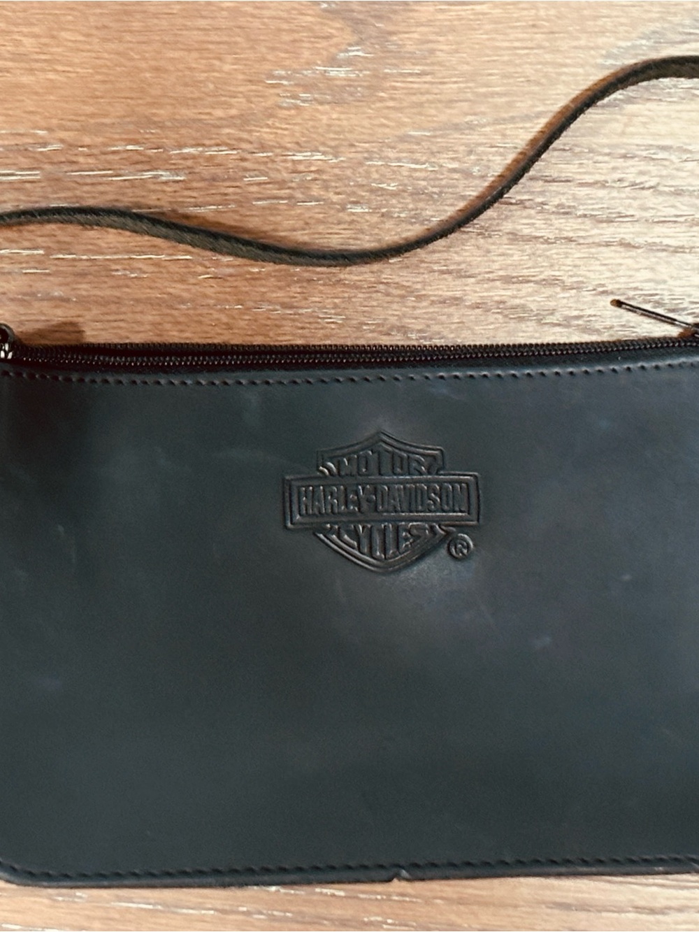 Harley-Davidson Black Leather Belt Bag with Embossed Logo